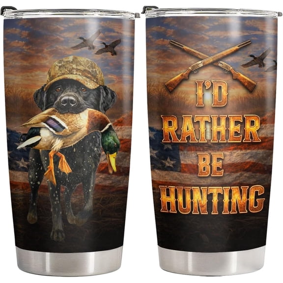 Duck Hunting Dog Tumbler 20oz Stainless Steel Insulated Travel Mug with Lid Labrador Retriever Hunter Cup Outdoor Hunting Gifts for Men Dad Grandpa Birthday