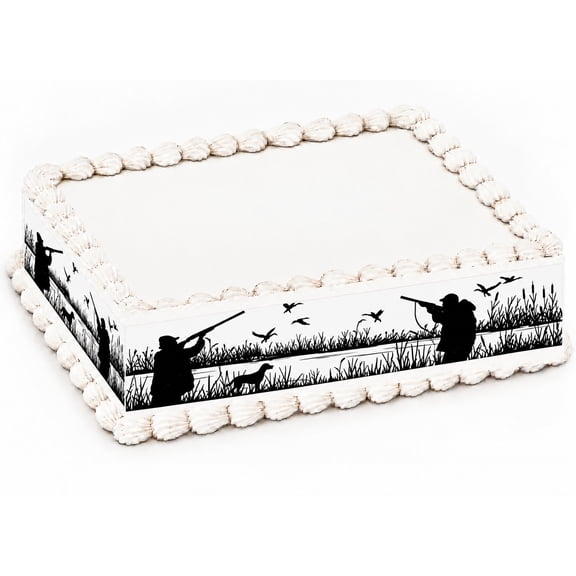 Hunters Birds and Marsh Grass Silhouettes Edible Image Cake Border Strips, by TNCT. (3 Count)