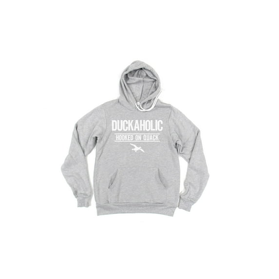 Duck Hunting Hoodie, Duckaholic, Hooked On Quack, Waterfowl Hunting, Gift For Duck Hunter, Hunting Gift, Waterfowl Hoodie, Gift For Him, Grey (White Text), 2XL
