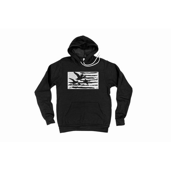 Duck Hunting Hoodie, Duck Flag, Duck Hunting Gift, Waterfowl Hunting, Gift For Duck Hunter, Hunting Gift, Waterfowl Hoodie, Gift For Him, Black, MEDIUM