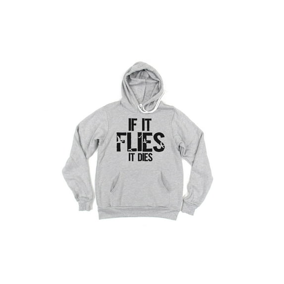 Duck Hunting Hoodie, If It Flies It Dies, Duck Hunting Gift, Waterfowl Hunting, Gift For Duck Hunter, Hunting Gift, Waterfowl Hoodie, Grey (Black Text), XL