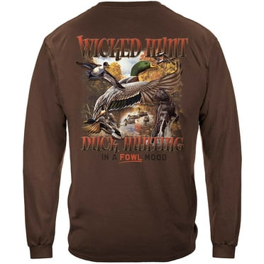 Duck Hunting In A Fowl Mood Hunting 100% Cotton Dark Brown Long Sleeves T-Shirt 5X-Large