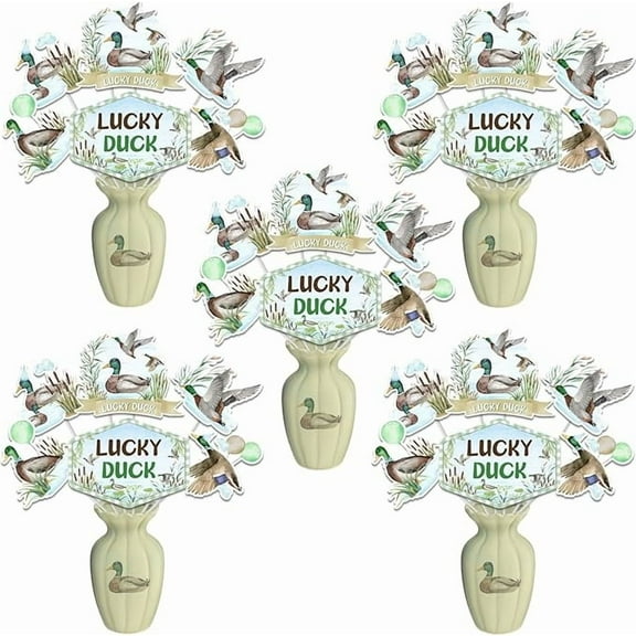 Duck Hunting Party Decorations 24PCS Lucky Duck Centerpiece Duck Hunting Table Decorations Mallard Duck Birthday Duck Themed Party Supplies for Duck Hunting 1st Birthday Party Baby Shower