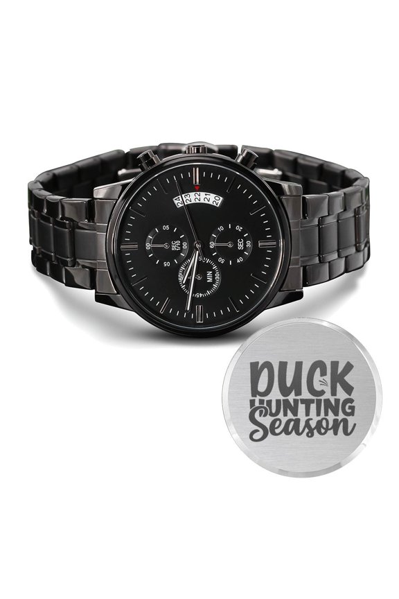 Duck Hunting Season Engraved For Hunting Hunters Multifunction Men's Watch Stainless Steel W Copper Dial