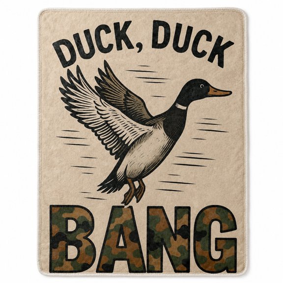 Duck Hunting Sherpa Blanket, Soft Polyester Fleece Throw, Mallard Camo Design