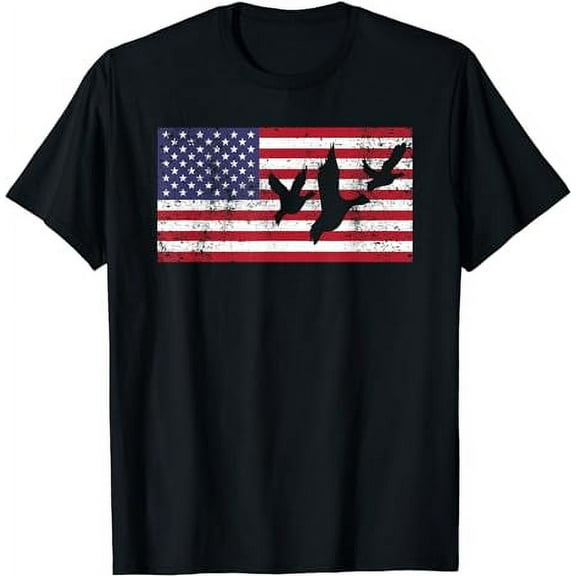 Duck Hunting Shirt American Flag USA 4th of July Gift T-Shirt