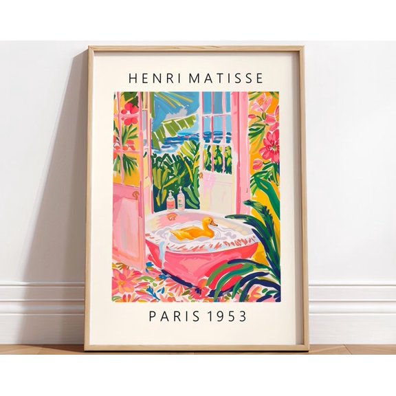 Duck In Bathtub Wall Art Print, Unframed Paper Poster 16x20in