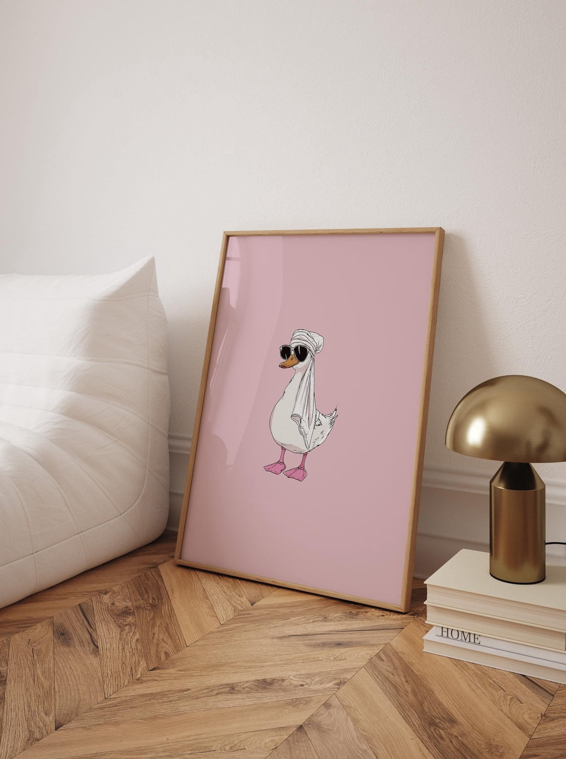 Duck In Head Towel Poster, Preppy Pink Bathroom Art Unframed Paper ...