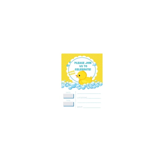 Duck Invitations 12pcs for Boys & Girls Birthday Party, Rubber Ducky Baby Shower Invites Cards for Unisex Themed w Envelopes