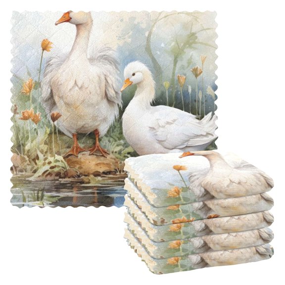 Duck Kitchen Cloth Dish Towels for Drying Washing Absorbent Dish Rags Reusable soft kitchen dishcloth set 6 Pack