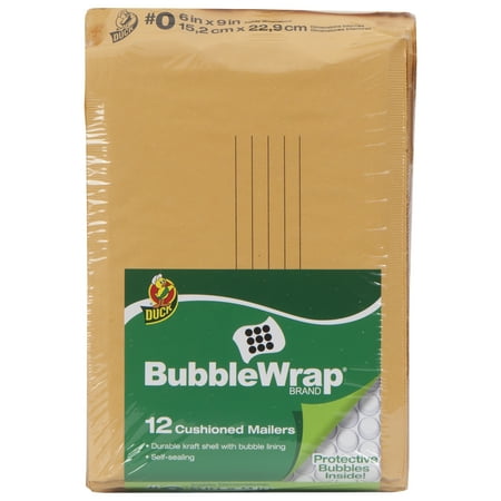 Duck Kraft Bubble Mailer #0, 6" x 9", Manila