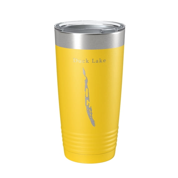 Duck Lake Map Tumbler Travel Mug Insulated Laser Engraved Coffee Cup Washington 20 oz Yellow