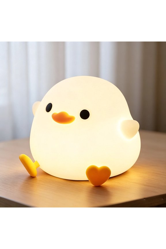 Duck Shaped Silicone LED Night Light, Touch Control Dimmable Warm Lamp with 20-Min Timer, Rechargeable Portable Wireless Bedside Decor Light for Bedroom, Dorm & Nursery
