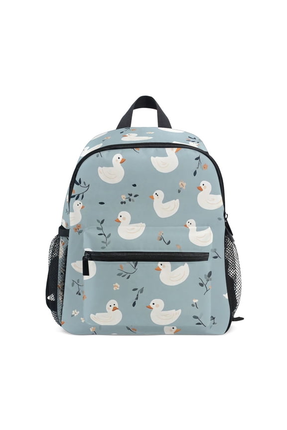 Duck Little Flower Pattern Mini Backpack Cute Small Backpack with Chest Strap and Whistle Ages 3-8