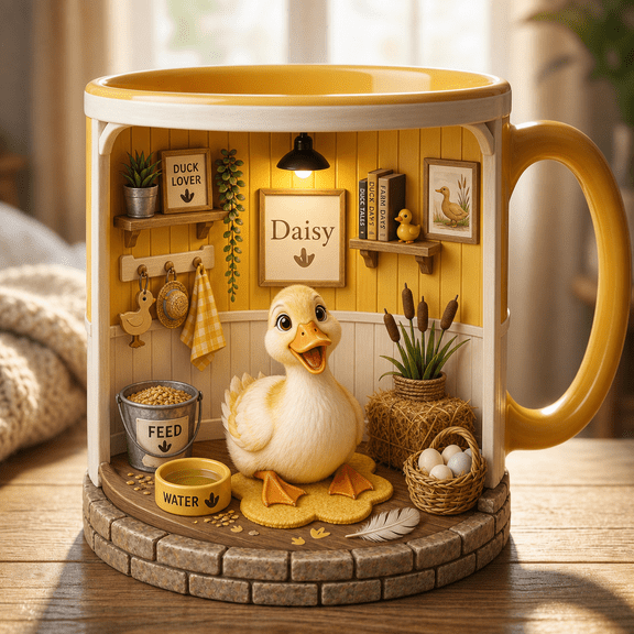 Duck Lover Mug 3D Effect Cute Farm Animal Coffee Cup Gift