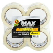 Duck Max Strength Packing Tape, 1.88 in. x 54.6 yd., Clear, 4 Count