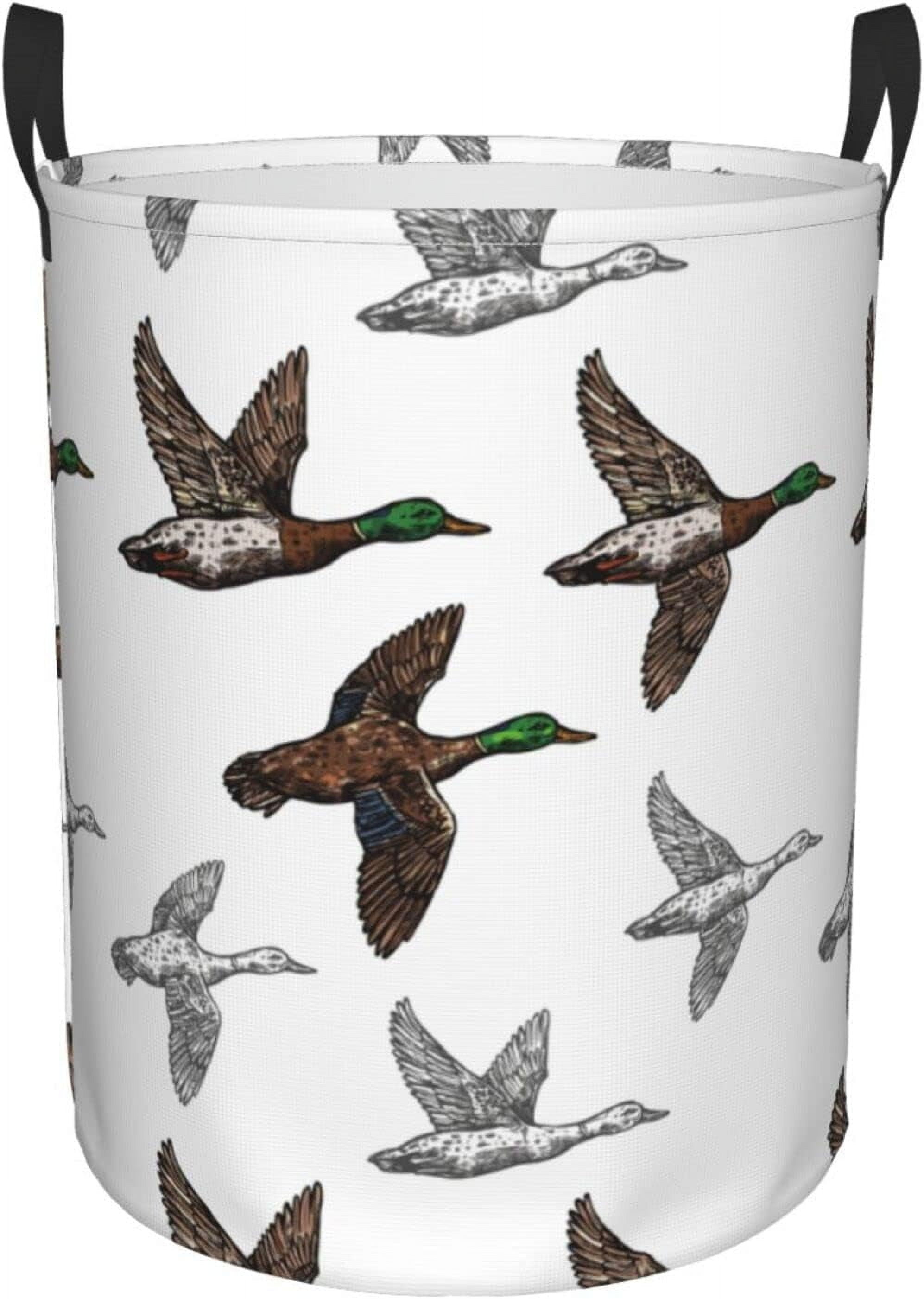 Duck Mallard Wild Bird Round Laundry Basket Dirty Clothes Hamper Waterproof Laundry Hamper Toy Cloth Storage Basket For Room Decor