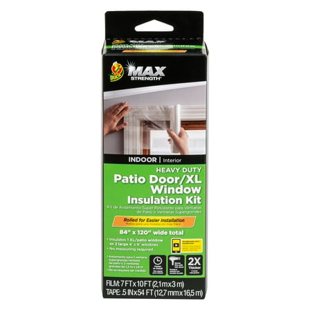 (2 pack) Duck Max Strength 84 in. x 120 in. Rolled Insulation Film Window Kit, Fits Patio Door/XL Window