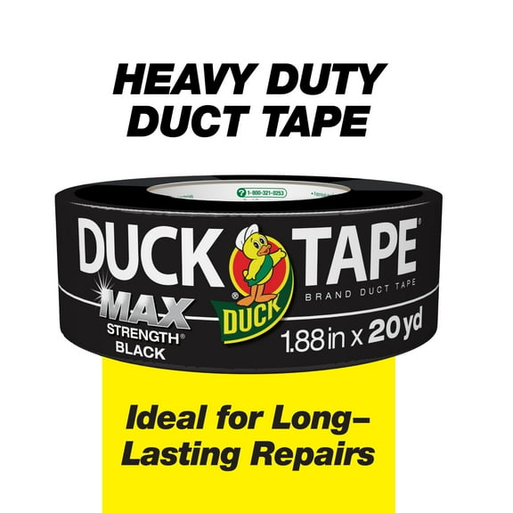 Duck Max Strength Brand Duct Tape, 1.88 in. x 20 yd., Black