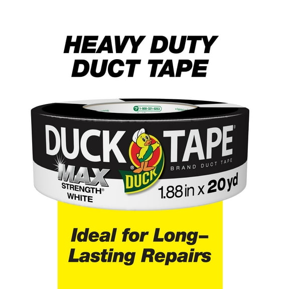 Duck Max Strength Brand Duct Tape, 1.88 in. x 20 yd., White