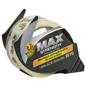 Duck Max Strength Clear Packaging Tape with Dispenser, 1.88 in. x 38.2 yd.
