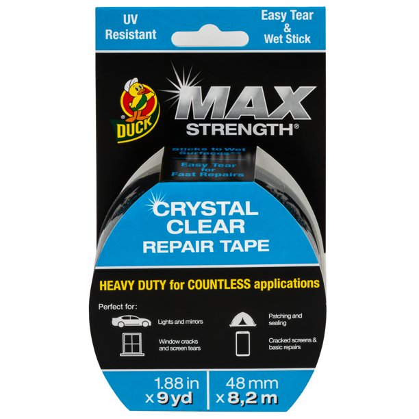 (2 pack) Duck Max Strength Crystal Clear 1.88 in. x 9 yd. Repair Tape