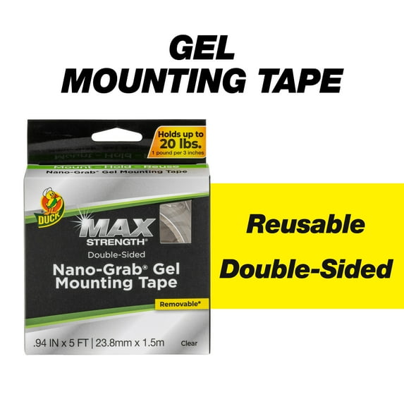 Duck Max .94 in. x 5 ft. Nano Grab Gel Mounting Tape, 1 pack
