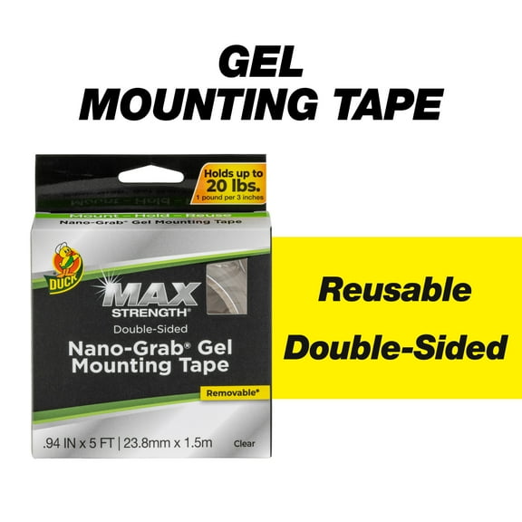 Duck Max .94 in. x 5 ft. Nano Grab Gel Mounting Tape, 1 Pack