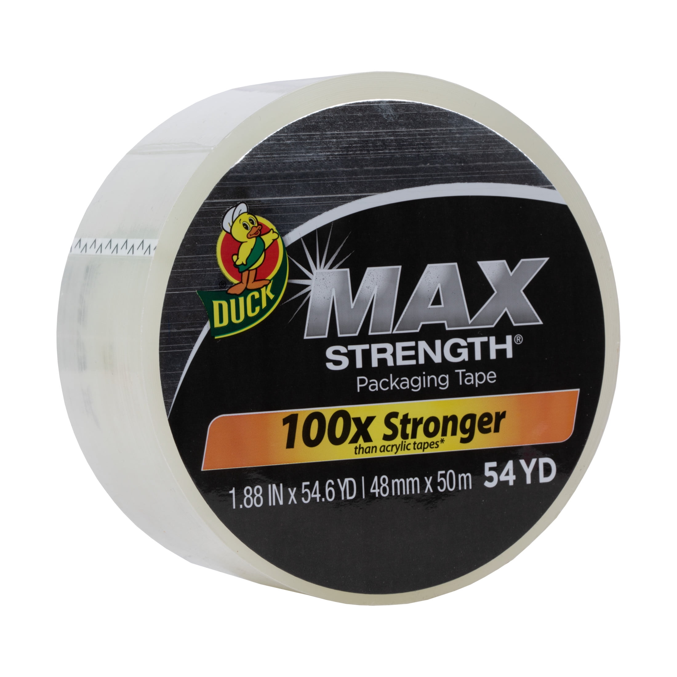 Duck Max Strength Packing Tape, 1.88 in x 54.6 yd, Clear, 1 Refill Roll
