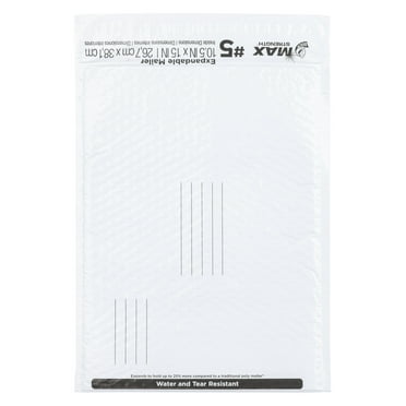 Duck Max Strength Self-Sealing Gusseted Poly Bubble Mailer #5, 10.5"x 15", Solid Print