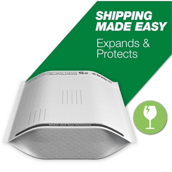 Duck Max Strength Self-Sealing Gusseted Poly Bubble Mailer #5, 10.5"x 15", Solid Print