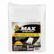 Duck Max Strength Self-Sealing Poly Bubble Mailer #0, 6" x 9", Solid White, 25 Pack