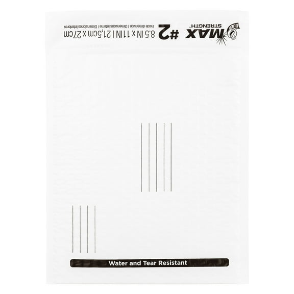 Duck Max Strength Self-Sealing Poly Bubble Mailer #2, 8.5" x 11", Solid White