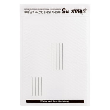 Duck Max Strength Self-Sealing Poly Bubble Mailer #5, 10.5" x 15", Solid White