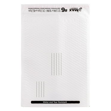 Duck Max Strength Self-Sealing Poly Bubble Mailer #6, 12.5" x 18.5", Solid White