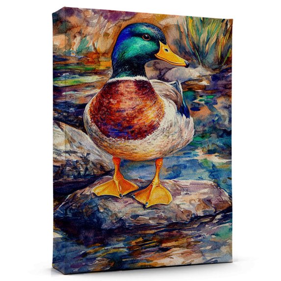 Duck Mottled Canvas Wall Art Animal Decor, Duck Mottled Canvas Prints Wild Animal Artwork for Living Room Bedroom Office 190HD327
