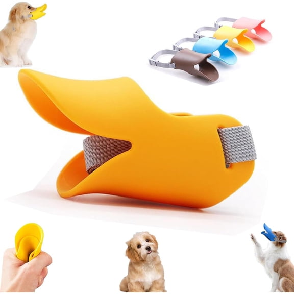 Duck Muzzle for Dogs, Duck Bill Muzzle for Dogs, Duck Muzzle for Small Dogs, Duck Face Muzzle for Dogs, Duck Muzzle for Small Dogs 5-15lbs, Soft Duckbill Silicone Muzzle (Orange, l)