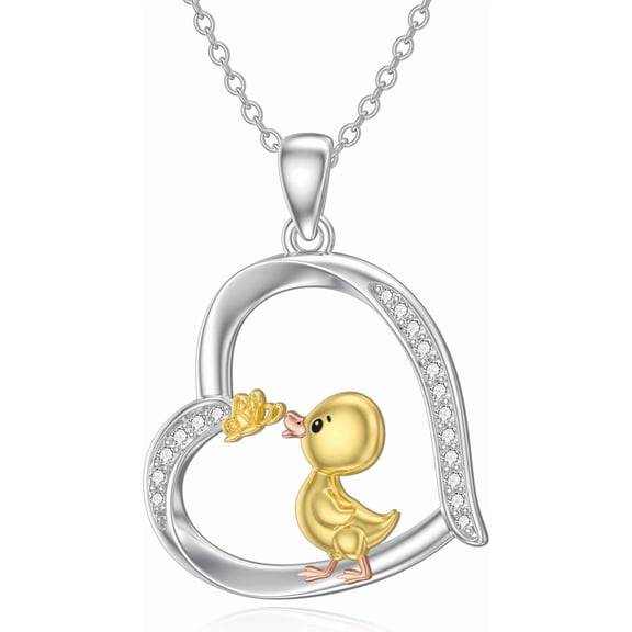Duck Necklace 925 Sterling Silver Duck Pendant Duck Jewelry Gifts for Women Duck Lovers