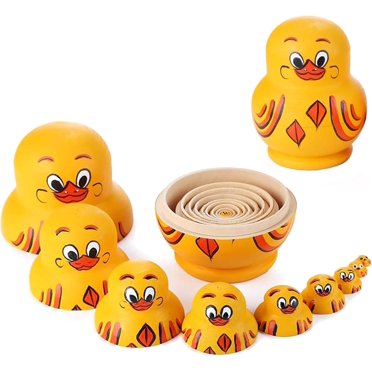 Russian Dolls 10 Pcs Wooden Yellow Duck Handmade Russian Nesting Dolls Toys Cute Lovely Anim 667e2e9cd6c0dc384053c500 Russian Nesting Dolls Duck