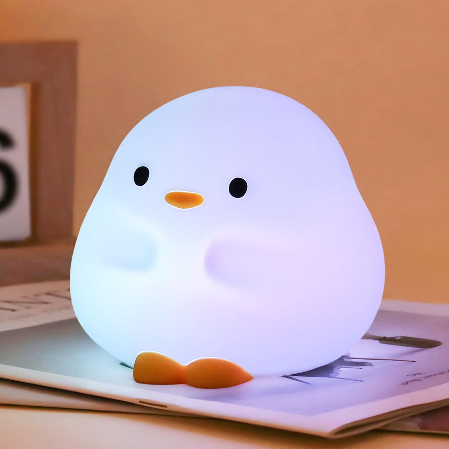 Duck Night Light, Color Changing Mode & 50-Hour Battery, Squishy Silicone Lamp for Kids Room, USB Rechargeable with Timer, Easter Gifts