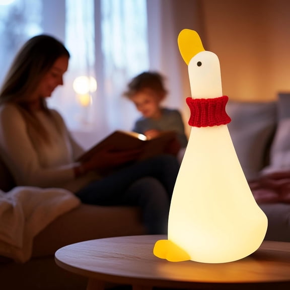 Duck Night Light Silicone Cute Dorm Bedroom Home Decor Night Light for Breastfeeding Squishy Duck Nightlight Cordless Rechargeable Dimmable Touch Fun Bedside Desk Lamp for Christmas Gifts