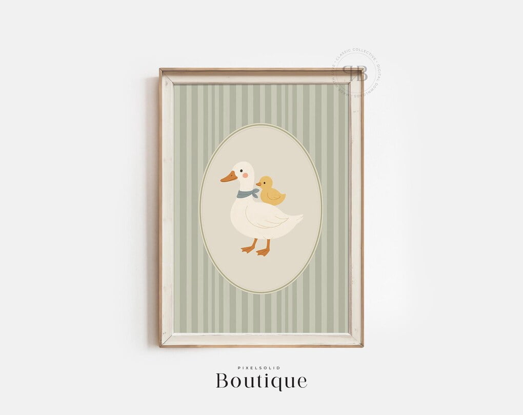 Duck Nursery Wall Art, Baby Duckling Printable, Farm Animal Mother And ...