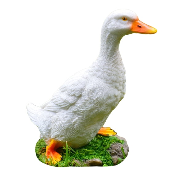 Duck Ornament Simulation Resin Landscape Duck Statue Weather Resistant Vivid Cute Animal Sculpture Model For Garden Lawn