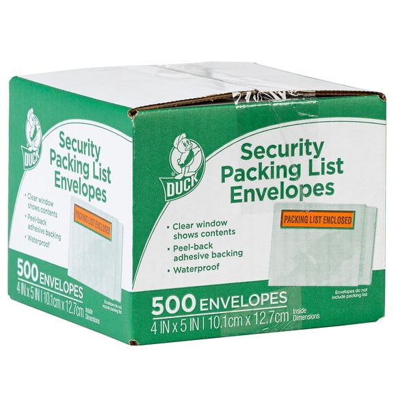 4.5 in. x 5.5 in. Top-Print Front Packing List/Invoice Enclosed Envelopes - Clear/Orange (500/Box)