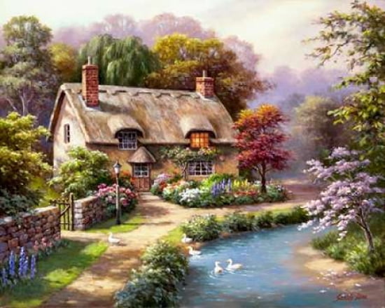 Duck Path Cottage Canvas Art - Sung Kim (24 x 30)