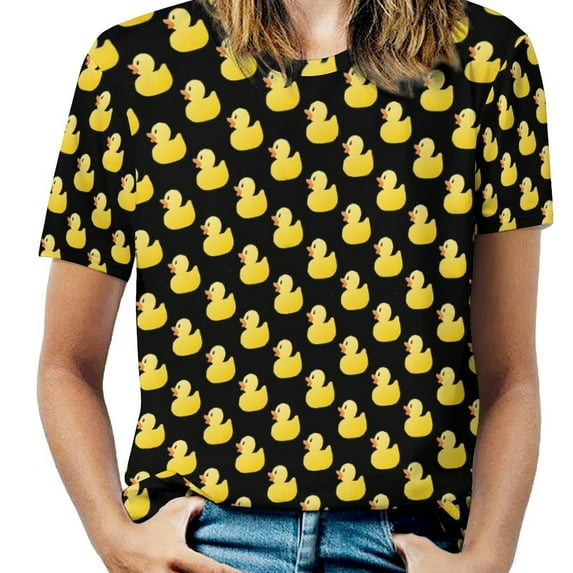 Duck Pattern Black Women's Short Sleeve Tops Casual Blouses T Shirt