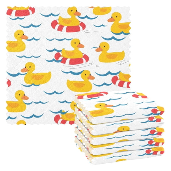 Duck Pattern Dish Towels 6 Pack Kitchen Cleaning Dish Cloths Absorbent Reuseable Cleaning Cloths 11'' x 11''