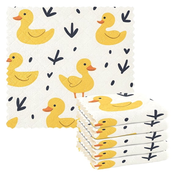 Duck Pattern Dish Towels 6 Pack Kitchen Cleaning Dish Cloths Absorbent Reuseable Cleaning Cloths 11'' x 11''