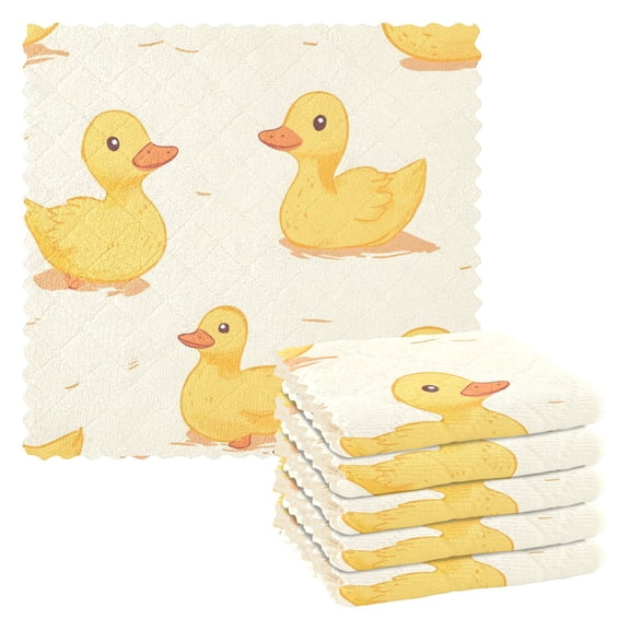Duck Pattern Dish Towels 6 Pack Kitchen Cleaning Dish Cloths Absorbent Reuseable Cleaning Cloths 11'' x 11''