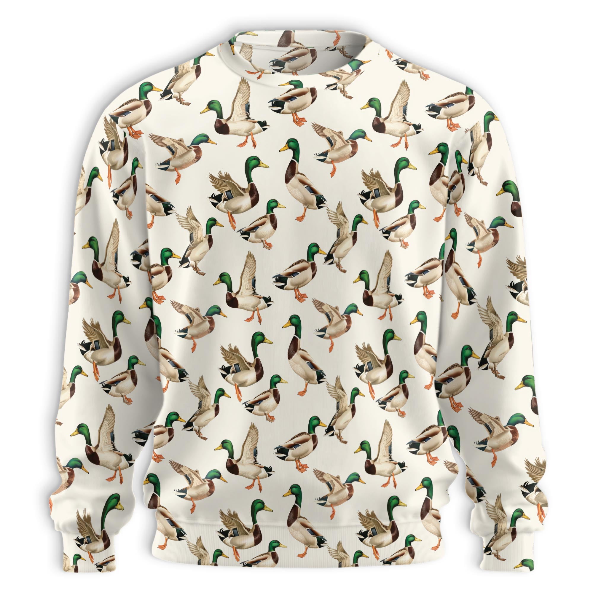 Duck Pattern Sweatshirt, Mallard Duck Print Crewneck Pullover, Wildlife ...